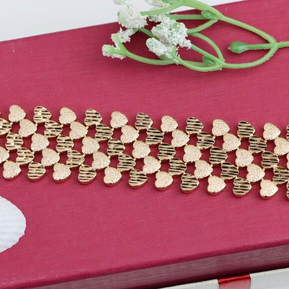 "Wide Heart Pattern Rose Gold Bracelet for Women, Bold Design, XPBL0897 - Picture 12 of 12